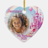 Personalized Girl 7th Birthday Photo Heart Gift