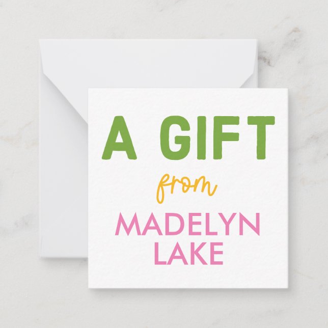 Personalized Girl A GIFT FROM Gift Enclosure Card (Front)