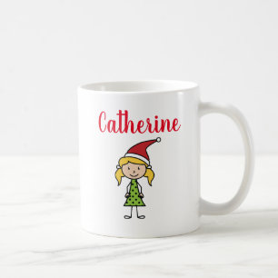 personalized girl blonde hair christmas coffee mug