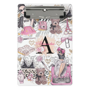 Personalized Girl Boss Luxury Illustration Mini Clipboard