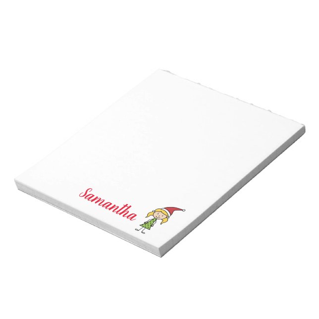 Personalized Girl Christmas Notepad (Rotated)