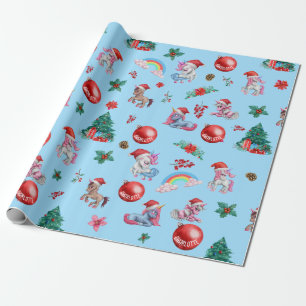 Personalized Girl Christmas Wrapping Paper Unicorn