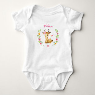 Personalized Girl Deer Woodland Baby Shower Gift Bodysuit