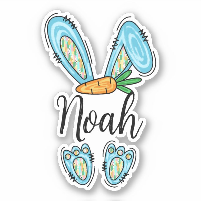 Personalized Girl Easter Bunny Sticker (Front)