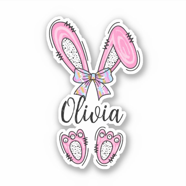 Personalized Girl Easter Bunny Sticker (Front)