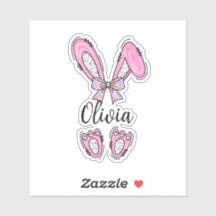 Personalized Girl Easter Bunny Sticker