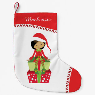 Personalized Girl Elf Small Christmas Stocking