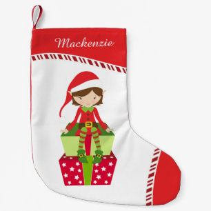 Personalized Girl Elf Small Christmas Stocking