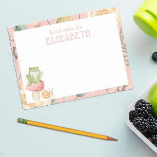 Personalized Girl Floral Woodland Kids Lunch Post-it Notes