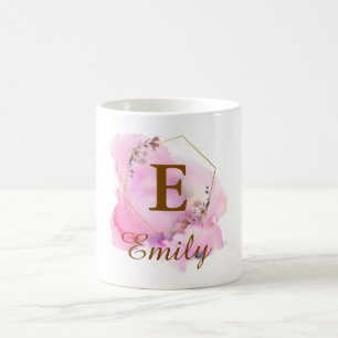 Personalized Girl Initial & Name Monogram Floral Coffee Mug