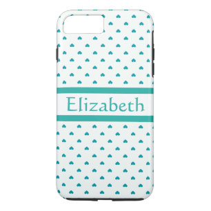 Personalized Girl Mod Teal & White Heart with Name Case-Mate iPhone Case