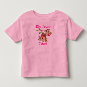 Personalized Girl Monkeys Big Cousin Toddler T-shirt