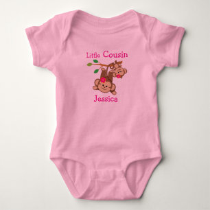 Personalized Girl Monkeys Little Cousin Baby Bodysuit