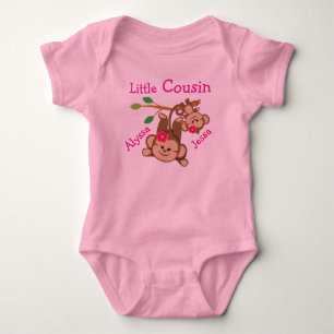 Personalized Girl Monkeys Little Cousin Baby Bodysuit