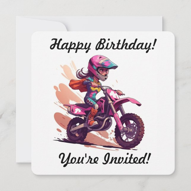 Personalized Girl Motocross Invitation (Front)