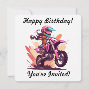 Personalized Girl Motocross Invitation