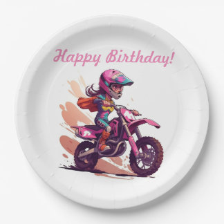 Personalized Girl Motocross Invitation Paper Plate