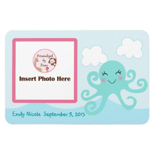 Personalized Girl Octopus Photo Magnet Keepsake