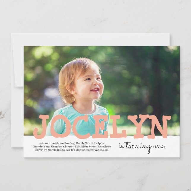 Personalized Girl or Boy Photo Birthday Invitation (Front)
