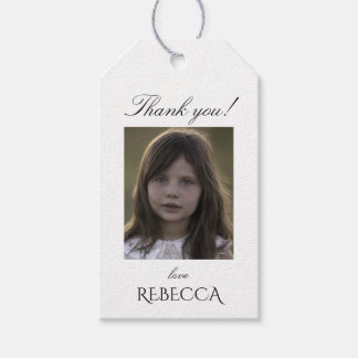 Personalized girl photo thank you favor gift tag