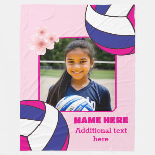 Personalized Girl Photo Volleyball Fleece Blanket