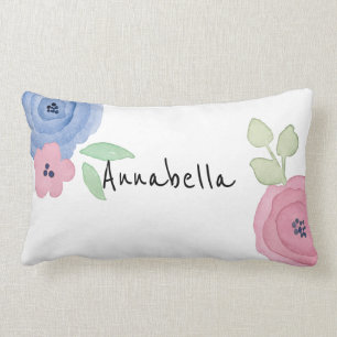 Personalized Girl Pink & Blue Throw Pillow