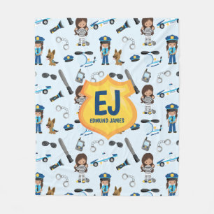 Personalized Girl Police Badge Name Fleece Blanket