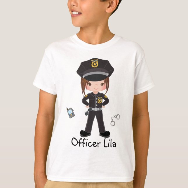 Personalized Girl Police Officer Law Enforcment T-Shirt (Front)