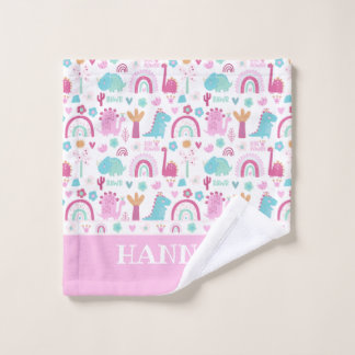 Personalized Girl Power Dinosaur Bath Towel Set