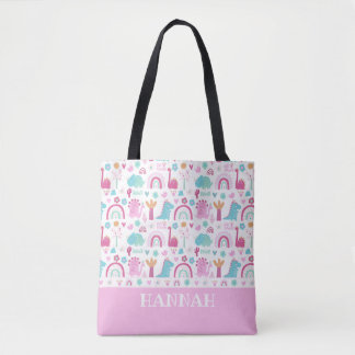Personalized Girl Power Dinosaur Tote Bag