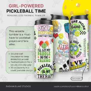 Personalized "Girl-Powered Pickleball Time" Thermal Tumbler