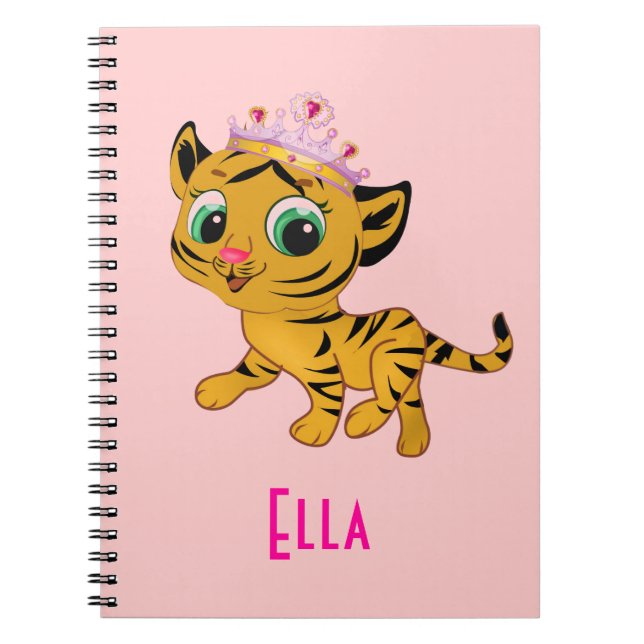 Personalized Girl Tiger Princess Tigress Notebook (Front)