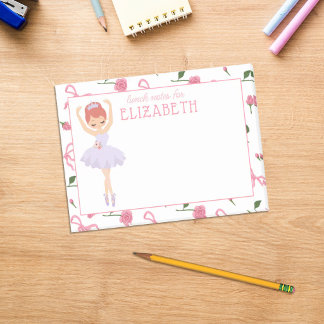 Personalized Girl Watercolor Ballerina Kids Lunch Post-it Notes