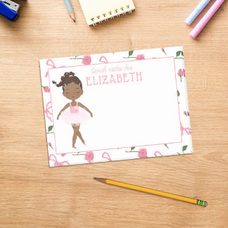 Personalized Girl Watercolor Ballerina Kids Lunch Post-it Notes