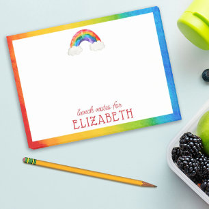 Personalized Girl Watercolor Rainbow Kids Lunch Post-it Notes