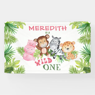 Personalized Girl Wild One 1st First Birthday Banner