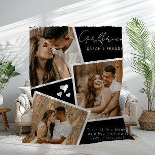 Personalized Girlfriend 3 Photo Fleece Blanket