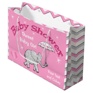 Personalized Girls Baby Shower Elephant Gift Bag