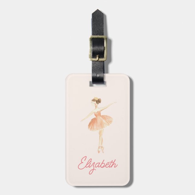 Personalized Girls Ballerina Dancer School Bag Tag (Front Vertical)