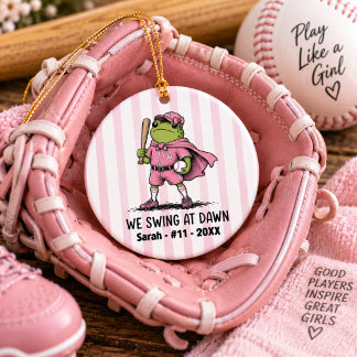 Personalized Girls Baseball Player Gift Name  Ceramic Ornament