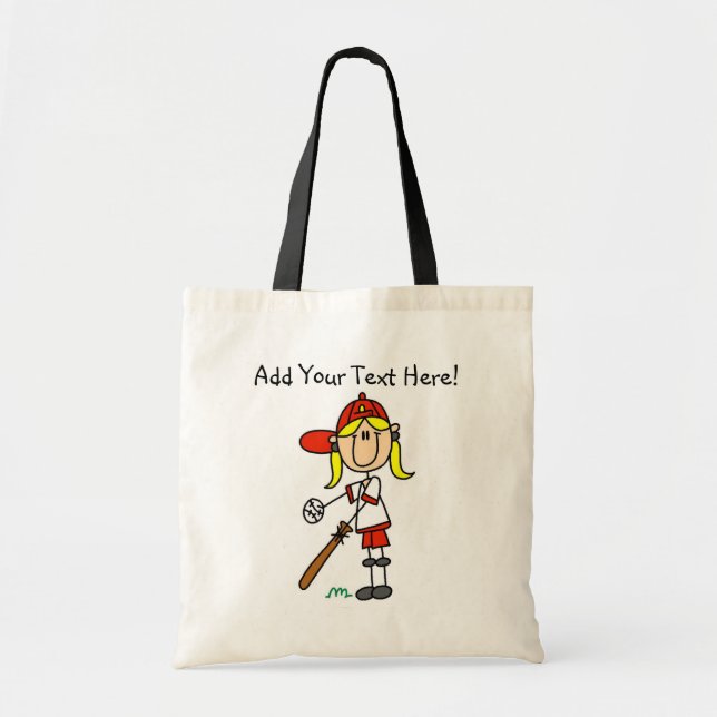Personalized Girls Baseball Tote Bag (Front)