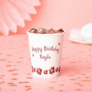 Personalized Girl's Birthday Paper Cups