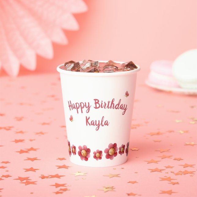 Personalized Girl's Birthday Paper Cups (Insitu)