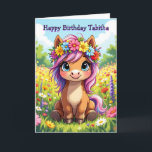 Personalized Girl's Birthday Pony Themed Card<br><div class="desc">An adorable pony covered in flowers girl's birthday card that you can personalize with her name,  Inside is a surprise colouring page. Pink,  purple and fun fairy tale style girl's birthday card.</div>