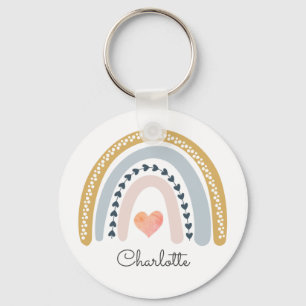 Personalized Girl's Boho Rainbow   Keychain