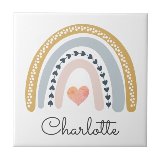 Personalized Girl's Boho Rainbow  Tile (Front)