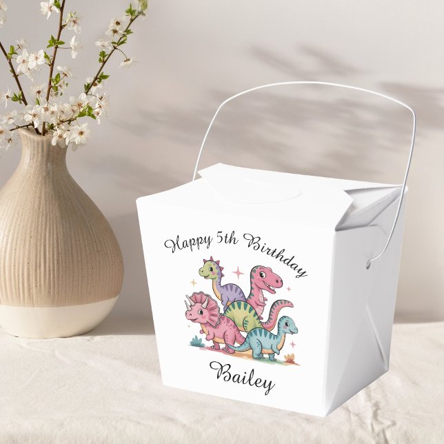 Personalized Girls Dinosaur Birthday Favor Box (Creator Uploaded)