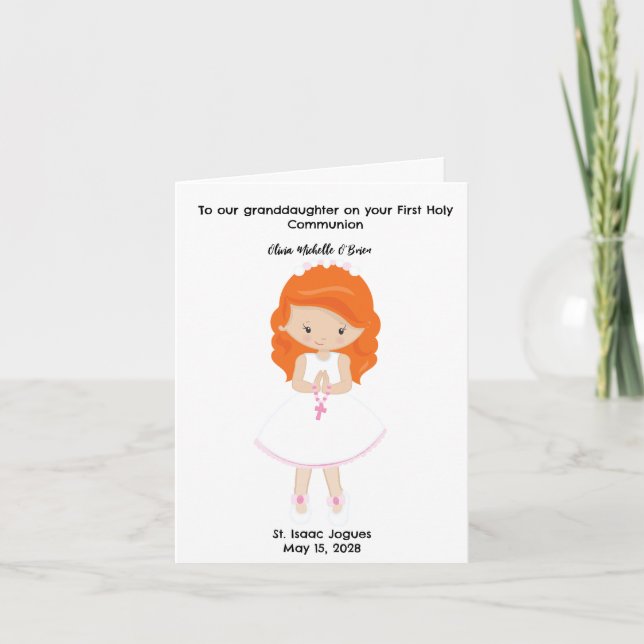 Personalized Girls First Holy Communion  Card (Front)