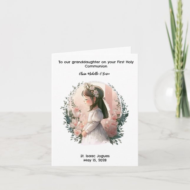 Personalized Girls First Holy Communion  Card (Front)