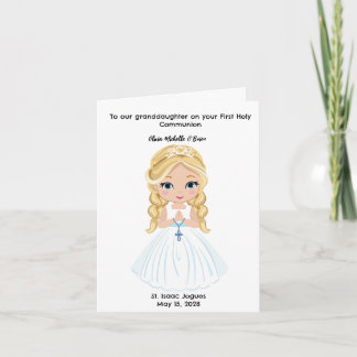 Personalized Girls First Holy Communion Card